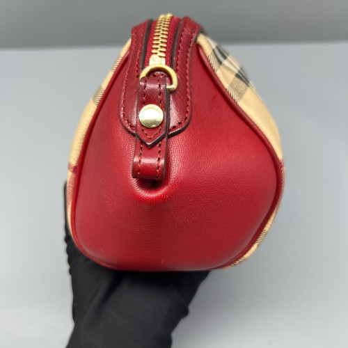 Burberry Crossbody Bag Haymarket Check Calfskin Red Beige Black