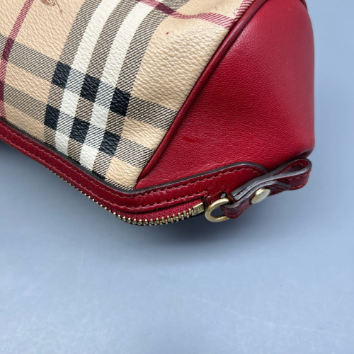 Burberry Crossbody Bag Haymarket Check Calfskin Red Beige Black