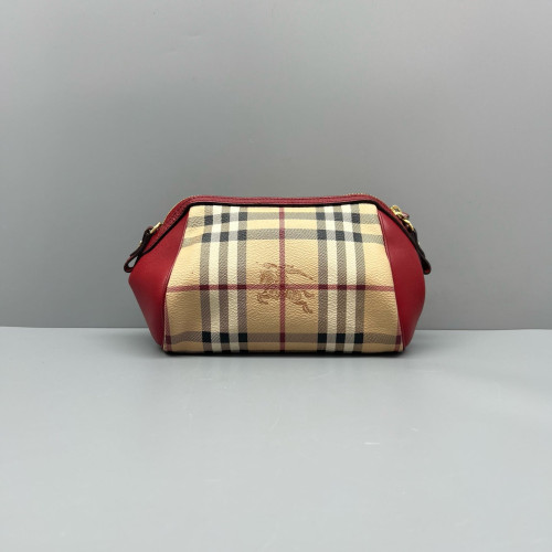Burberry Crossbody Bag Haymarket Check Calfskin Red Beige Black