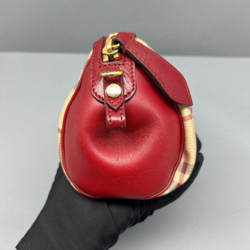 Burberry Crossbody Bag Haymarket Check Calfskin Red Beige Black