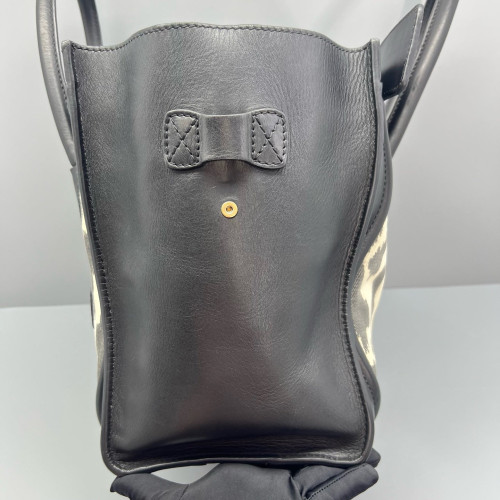 Celine Medium Luggage Phantom Canvas Calfskin Black White Grey