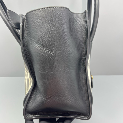 Celine Medium Luggage Phantom Canvas Calfskin Black White Grey