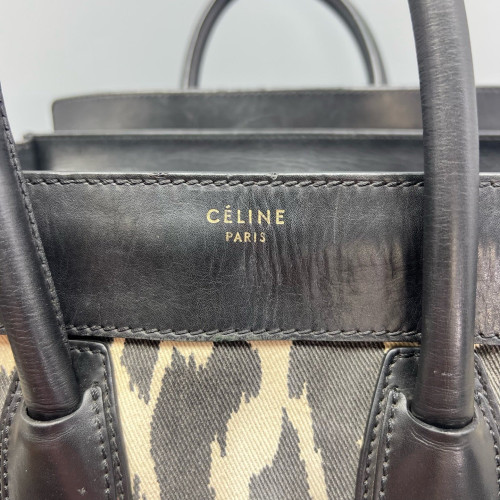 Celine Medium Luggage Phantom Canvas Calfskin Black White Grey