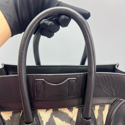 Celine Medium Luggage Phantom Canvas Calfskin Black White Grey