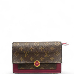 Louis Vuitton Flore Chain Wallet Monogram Brown Burgundy