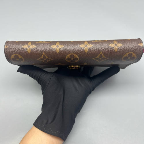 Louis Vuitton Flore Chain Wallet Monogram Brown Burgundy
