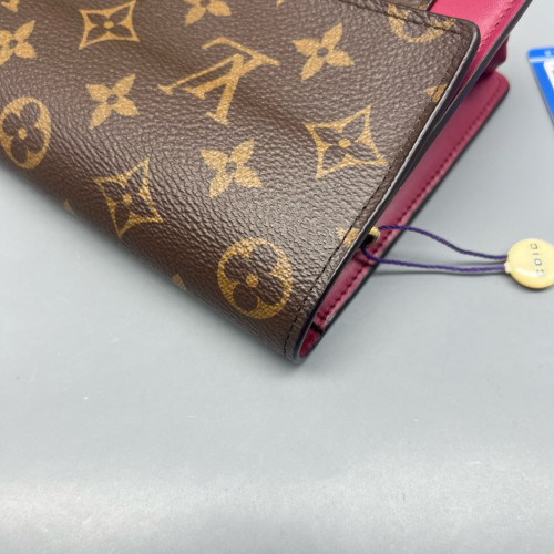 Louis Vuitton Flore Chain Wallet Monogram Brown Burgundy