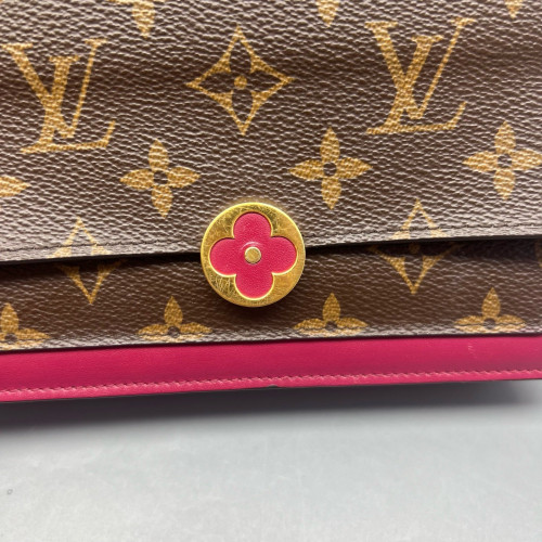 Louis Vuitton Flore Chain Wallet Monogram Brown Burgundy
