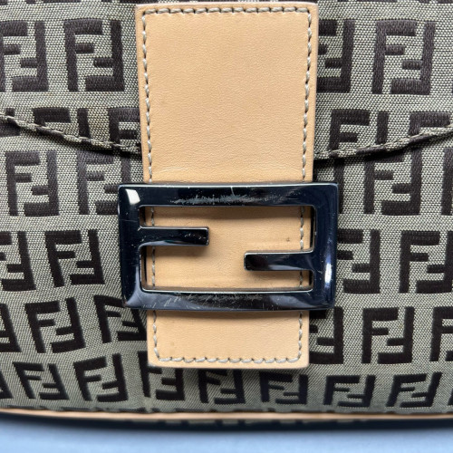 Fendi Medium Baguette FF Brown Beige