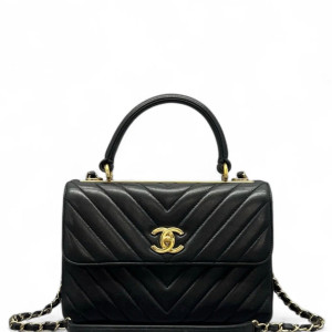 Chanel Quilted Small Trendy CC Handle Flap Calfskin Black