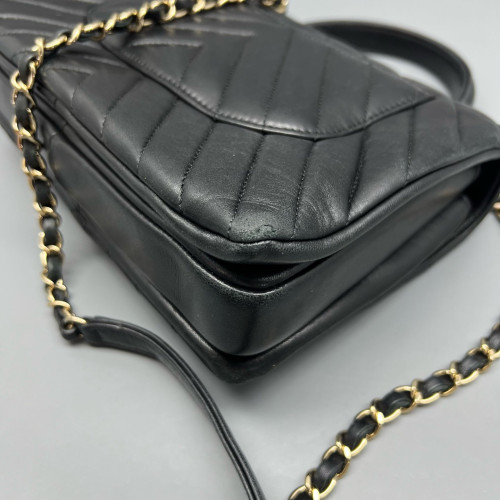 Chanel Quilted Small Trendy CC Handle Flap Calfskin Black Chanel Quilted Small Trendy CC Handle Flap Calfskin Black