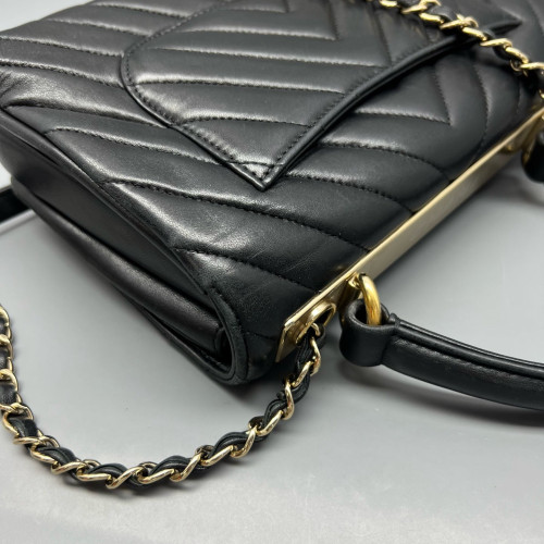 Chanel Quilted Small Trendy CC Handle Flap Calfskin Black Chanel Quilted Small Trendy CC Handle Flap Calfskin Black