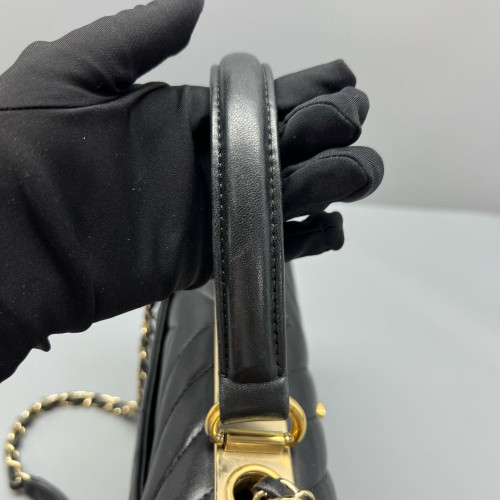 Chanel Quilted Small Trendy CC Handle Flap Calfskin Black Chanel Quilted Small Trendy CC Handle Flap Calfskin Black