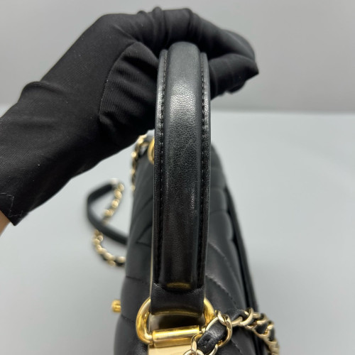 Chanel Quilted Small Trendy CC Handle Flap Calfskin Black Chanel Quilted Small Trendy CC Handle Flap Calfskin Black