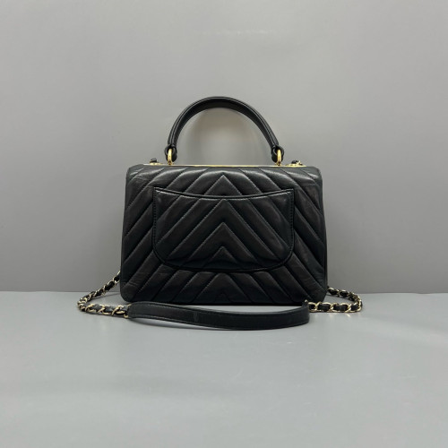 Chanel Quilted Small Trendy CC Handle Flap Calfskin Black Chanel Quilted Small Trendy CC Handle Flap Calfskin Black