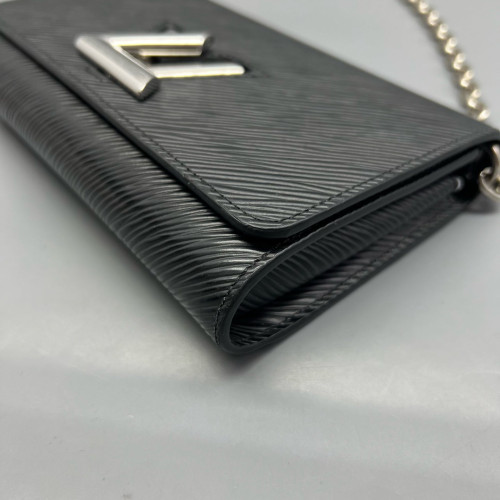 Louis Vuitton Twist Belt Chain Wallet Epi Black