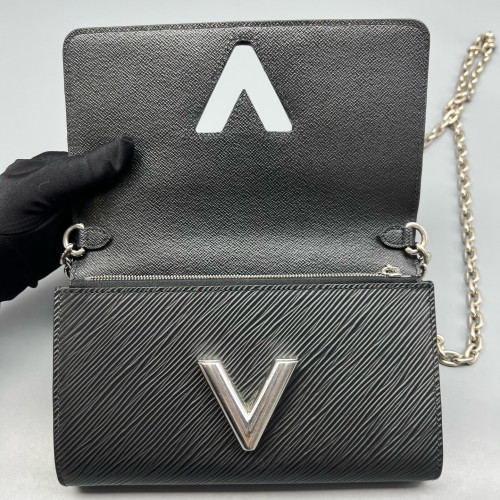 Louis Vuitton Twist Belt Chain Wallet Epi Black