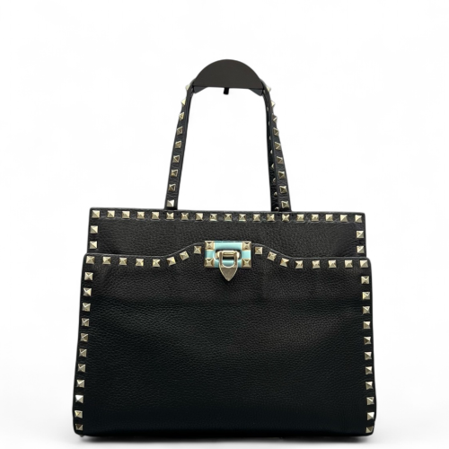 Valentino Rockstud Tote Bag Grained Calfskin Black