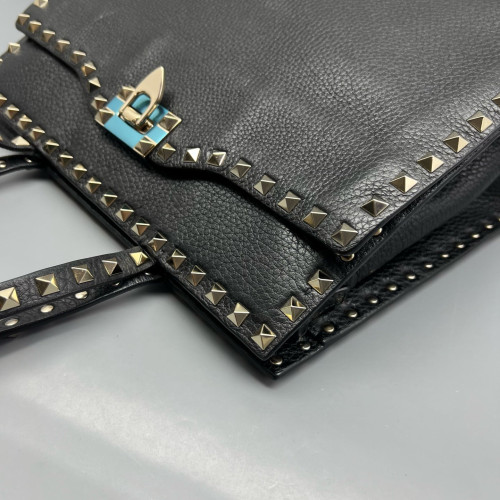 Valentino Rockstud Tote Bag Grained Calfskin Black