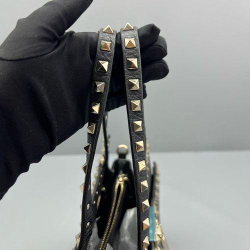 Valentino Rockstud Tote Bag Grained Calfskin Black