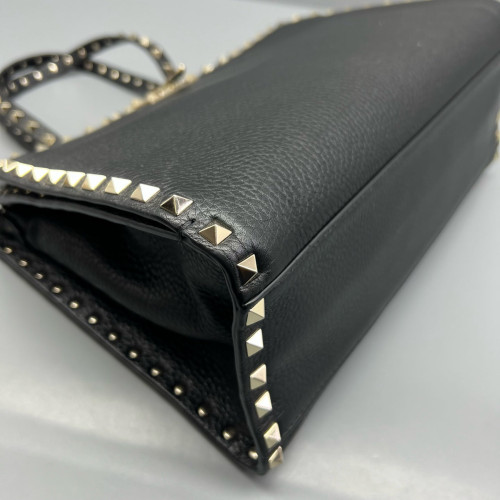 Valentino Rockstud Tote Bag Grained Calfskin Black