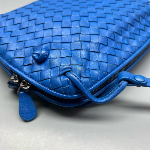 Bottega Veneta Nodini Crossbody Messenger Lambskin Intrecciato Nappa Blue