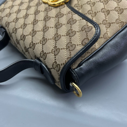 Gucci Small GG Marmont Top Handle Shoulder Bag GG Supreme Monogram Brown Black