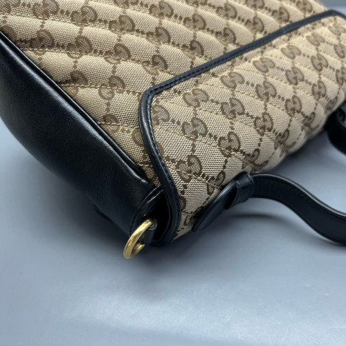 Gucci Small GG Marmont Top Handle Shoulder Bag GG Supreme Monogram Brown Black
