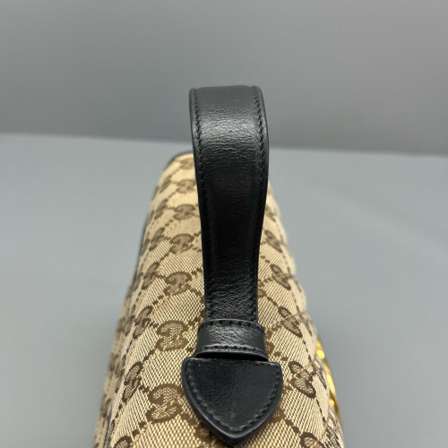 Gucci Small GG Marmont Top Handle Shoulder Bag GG Supreme Monogram Brown Black