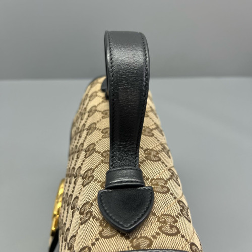 Gucci Small GG Marmont Top Handle Shoulder Bag GG Supreme Monogram Brown Black