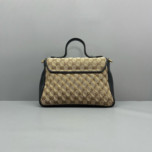 Gucci Small GG Marmont Top Handle Shoulder Bag GG Supreme Monogram Brown Black