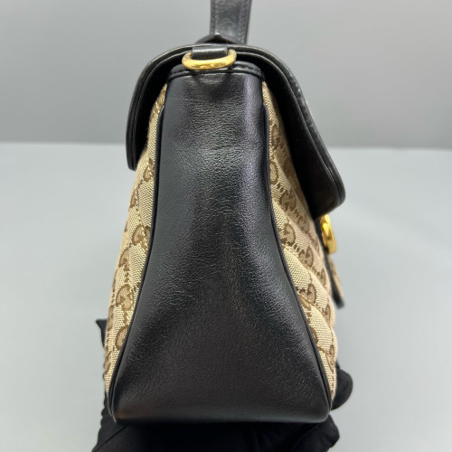 Gucci Small GG Marmont Top Handle Shoulder Bag GG Supreme Monogram Brown Black