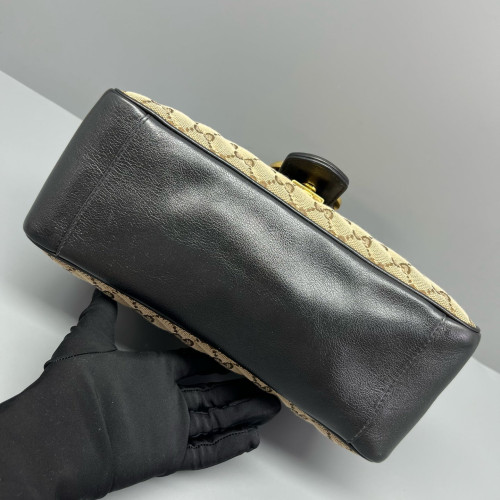 Gucci Small GG Marmont Top Handle Shoulder Bag GG Supreme Monogram Brown Black