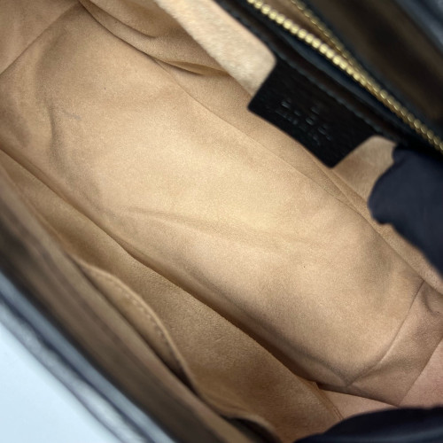 Gucci Small GG Marmont Top Handle Shoulder Bag GG Supreme Monogram Brown Black