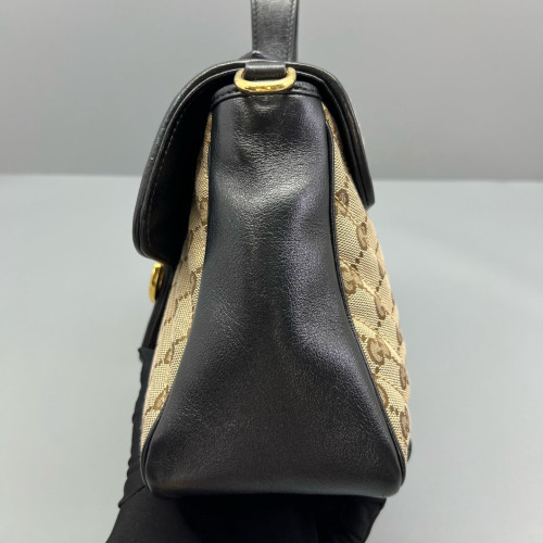Gucci Small GG Marmont Top Handle Shoulder Bag GG Supreme Monogram Brown Black