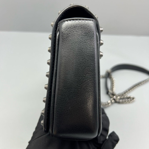 Prada Studded Flap Bag Vitello Phenix White Black