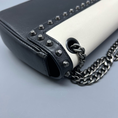 Prada Studded Flap Bag Vitello Phenix White Black
