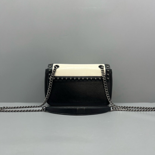 Prada Studded Flap Bag Vitello Phenix White Black