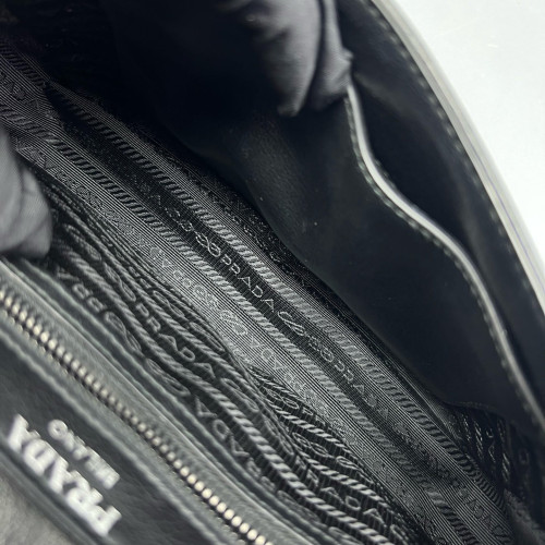 Prada Studded Flap Bag Vitello Phenix White Black