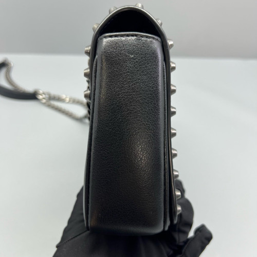 Prada Studded Flap Bag Vitello Phenix White Black