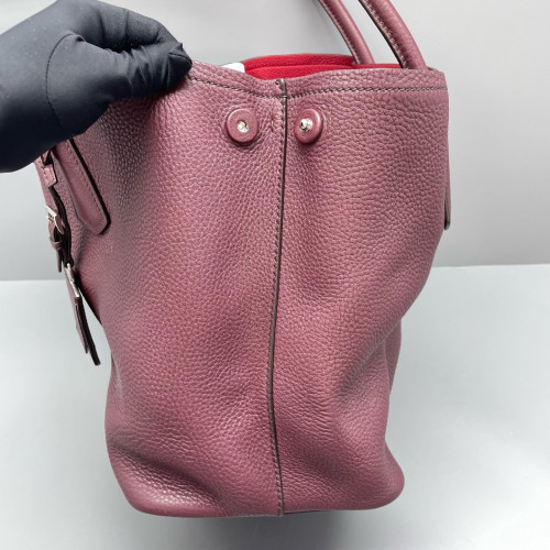 Prada Large Double Bag Soft Grained Calfskin Plum Purple Red