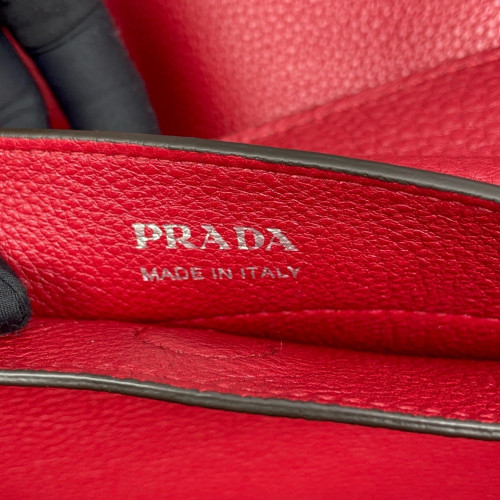 Prada Large Double Bag Soft Grained Calfskin Plum Purple Red