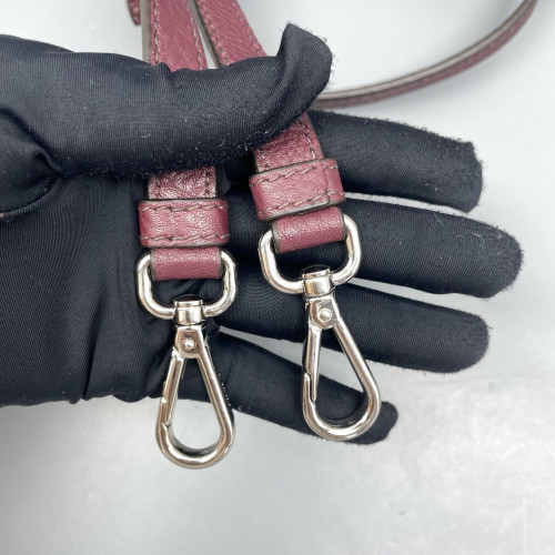 Prada Large Double Bag Soft Grained Calfskin Plum Purple Red