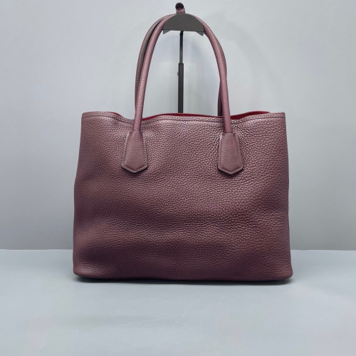 Prada Large Double Bag Soft Grained Calfskin Plum Purple Red