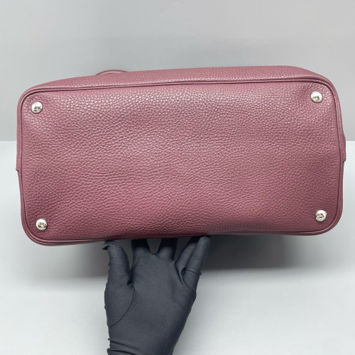 Prada Large Double Bag Soft Grained Calfskin Plum Purple Red