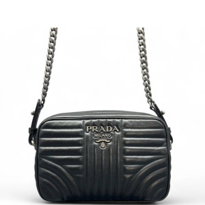 Prada Diagramme Camera Calfskin Black