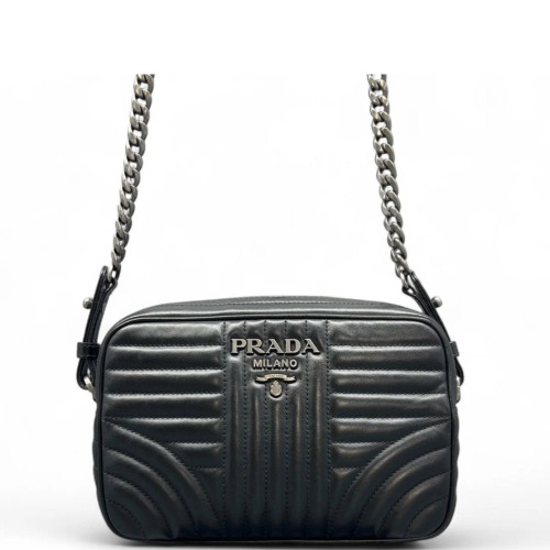 Prada Diagramme Camera Calfskin Black