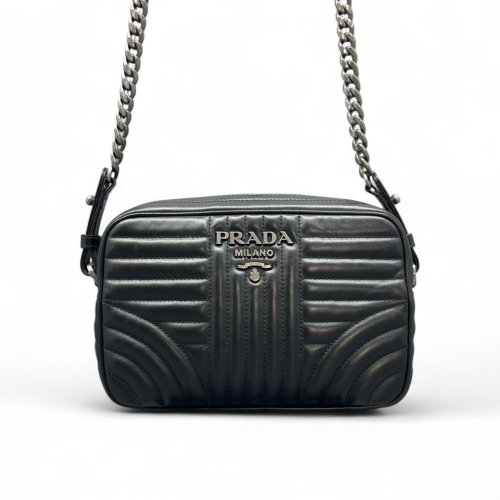 Prada Diagramme Camera Calfskin Black