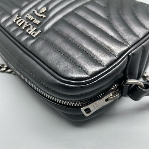 Prada Diagramme Camera Calfskin Black