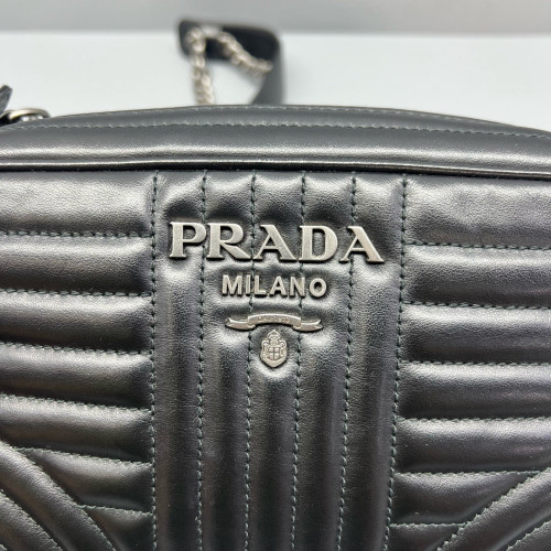 Prada Diagramme Camera Calfskin Black